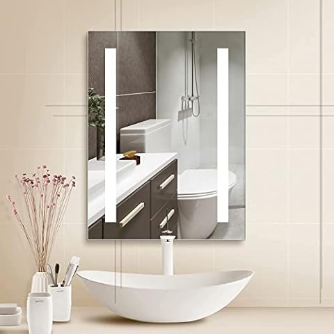 Habison Badezimmerspiegel mit Beleuchtung 45X60CM LED Wandspiegel Badezimmer Spiegel aus Aluminium Cover