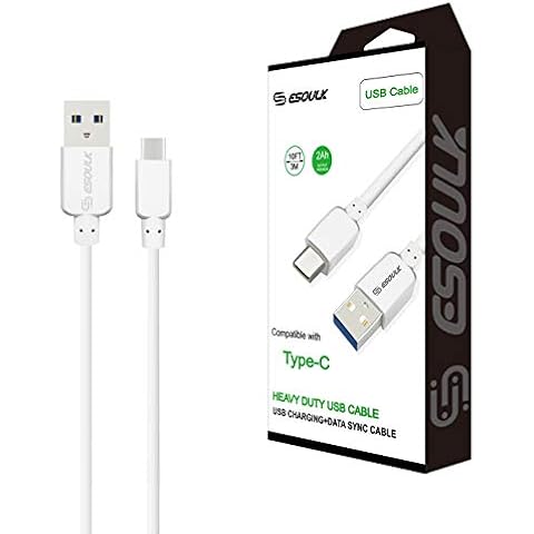 Esoulk - 10 ft Round Cable for Type-C 2A - White Cover