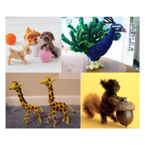 Arame revestido de chenille colorido, limpador cachimbo para artesanato