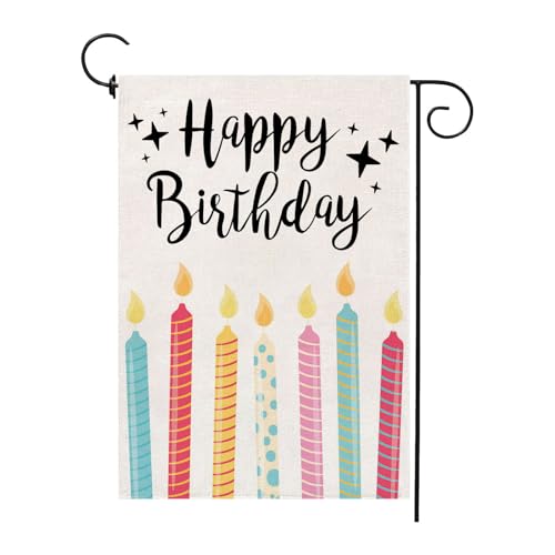 Happy Birthday Garden Flag 1218 Inch Double Sided Flag Outside birthday candle Holiday Yard Decorations