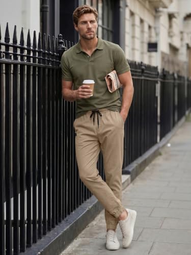 Image of JMIERR Mens Cotton Stretch Joggers Casual Twill Athletic Track Pants