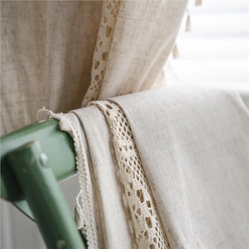 Rideau en dentelle de jute et lin style bohème chic 150x240cm