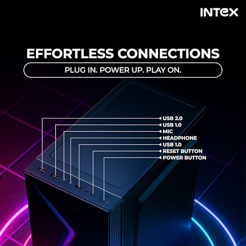 Image of Intex Pulse Gaming Cabinet | Micro-ATX, ITX | RGB Strip Front | Acrylic Side Panel | Dual USB 1.0 | Smooth Airflow | Easy Assembly | Compact Design | 250mm VGA Support