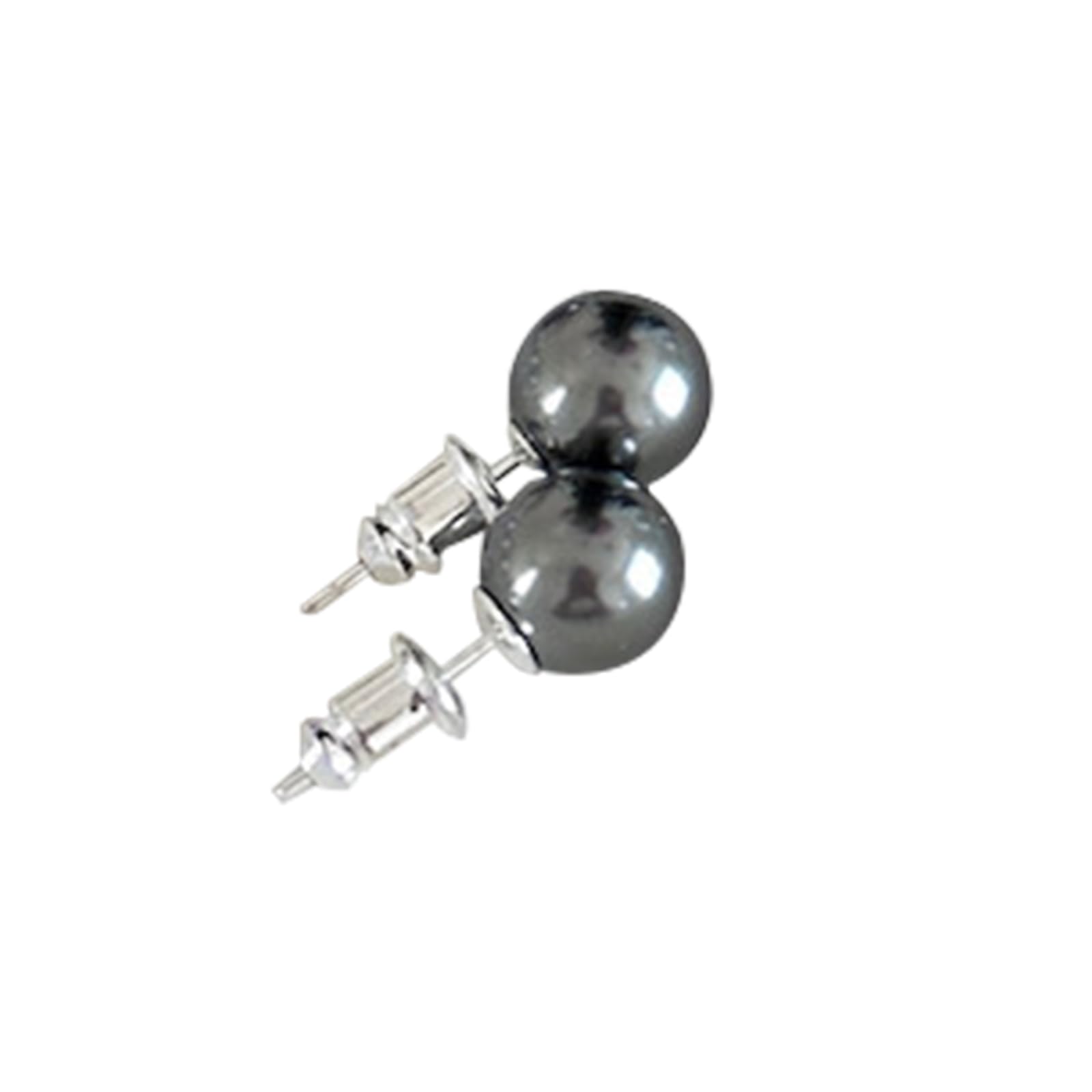 IUokLU Black Pearl Stud Earrings For Women Artificial Pearl Stud 10mm 12mm S925 Sterling Silver Round Pearl Earring Round Black Artificial Pearl (black 10mm)