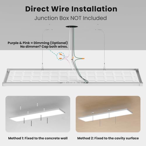 Image of AIKVSXER 2Pack 1x4 LED Flat Panel Light, 6500LM Ultra-Bright, 30-50W White
