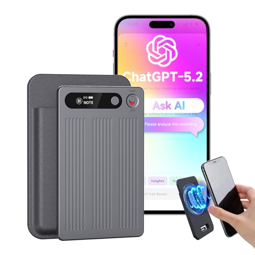 NUASI AI Voice Recorder Transcribe Summarise and Mind-Map with AI Technology APP Control Support 90+ Languages 64GB Memory Magnetic Audio Dictaphone Recorder for Meetings Lectures Phone Calls