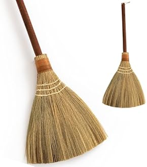 Natural Whisk Sweeping Hand Handle Broom - Vietnam Handmade Straw Soft Broom Design for Home, Kitchen, Grage, Bedroom 12.2" Width, 26.38" Length