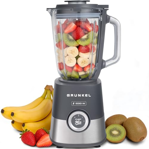 Grunkel BAT-1000ADV Batidora de Vaso 1000W | Potencia Máxima 1400W | Jarra 1,5L | 6 Cuchillas de Acero Inoxidable | 2 Velocidades | Función Pulse | Doble Seguridad