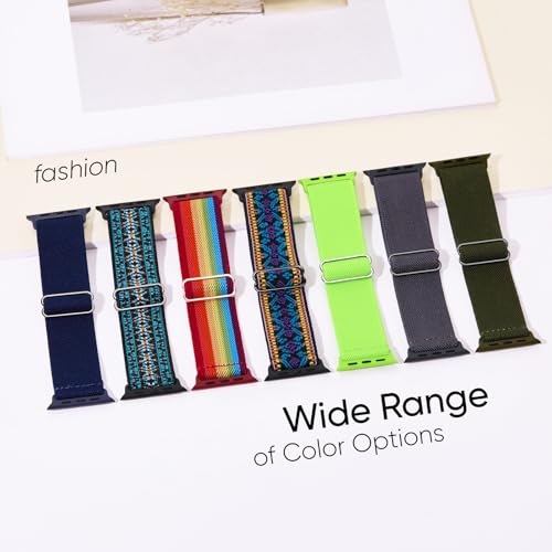 Image of Stretchy Bands Compatible with Apple Watch Band 40mm 38mm 41mm 42mm 44mm 45mm 46mm 49mm Women Men, Nylon Solo Loop Elastic Sport Straps for iWatch Series 11 10 9 8 7 6 5 4 SE 3 Ultra