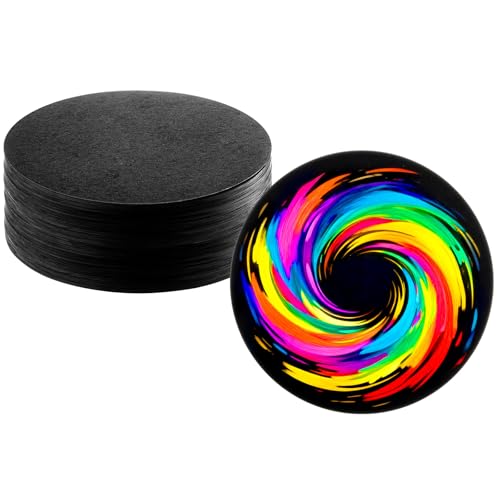 AmazingSpark 60 Pcs 5.9 Inches/ 15 cm Diameter Spin Paint Refill Pack Black Rotating Art Supplement Cards Round Drawing Paper Suitable for DIY Craft Materials for Adults