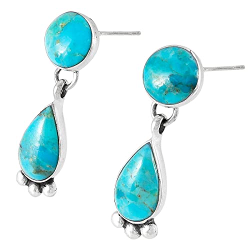 Turquoise Earrings 925 Sterling Silver & Genuine Gemstones (Choose Color)3
