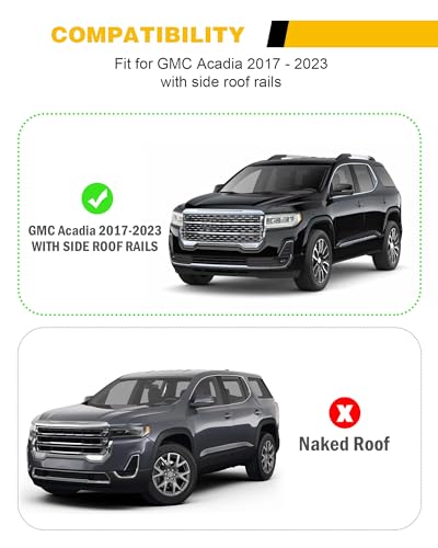 Image of 220lbs Cross Bar Roof Rack Fit for GMC Acadia 2017-2023 Cargo Carrier Crossbar Rooftop Accessories (with Side Roof Rails)