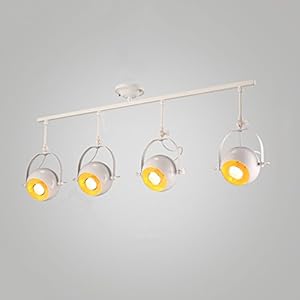 Rétro industriel plafonnier lumière mur lampe vêtements magasin rail rails lampes bar LED spots fond mur affichage Shot lumière LED Outfit long Rod plafond spots E27 (Color : White-Four head)