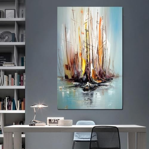 Peinture décorative bateau pour habiller un grand mur de salon
