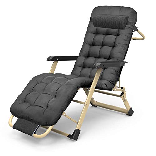 Chaise pliante zéro gravité de camping et jardin noire avec matelas amovible