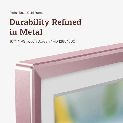 Image of ARZOPA D10 Metal Digital Picture Frame Free Cloud Storage No Subscription 10.1 inch HD Anti-Glare Touchscreen Instant Photo & Video Sharing from Phone Ideal for Thoughtful Gifting Exquisite - Rose Gold