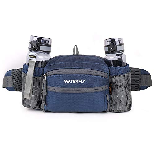 WATERFLY Fanny Pack with Water Bottle Holder Hiking Waist Packs for Walking Running