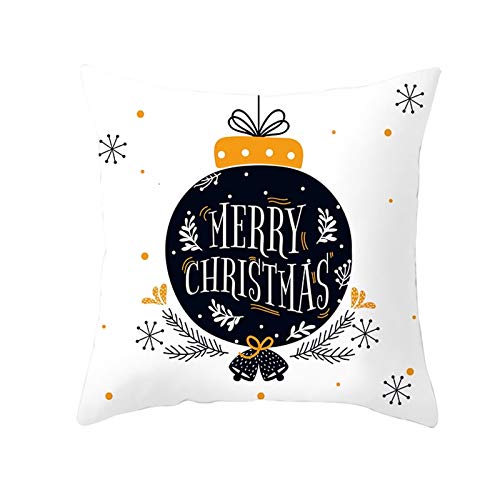 Lieson Coussin Canape Salon, Housse de Coussin de Noël 40x40CM Blanc Noir Taie D Oreiller Deco Flocon de Neige Branche Merry Christmas, Polyester
