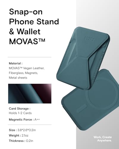 MOFT Magnetic Wallet Stand Compatible with iPhone 17/16/15/14/13/12 Series, Angle Adjustment & Magsafe Compatible MOVAS Phone Stand,Jungle
