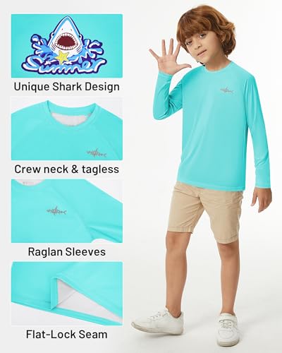 UPF 50+ Boys Swim Shirts Rash Guard Long Sleeve Sun Protection Fishing Shirt Youth Kids SPF Shirt4