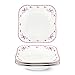 fanquare 18.8cm Platos Cuadrados de Ensalada Porcelana, Juego de 4 Platos de Postre Florales Rosa, Cuencos de Ensalada Grandes