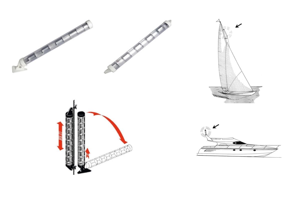 CG94 - Riflettore Radar Nautico Abbattibile, 630 mm Lunghezza, 50 mm Diametro, Portata 2,5 Miglia Nautiche