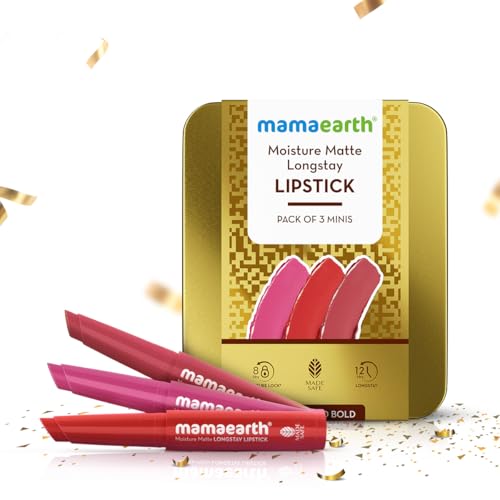 Image of Mamaearth Moisture Matte Long Stay Lipstick Minis Gift Set - Bright and Bold | 8 Hour Moisture Lock | Up to 12-Hour Long Stay | Smudge Proof | Travel-Friendly| Gifting For Valentine's Day, Birthday, Anniversary & Special Occasions | Rakhi Gift for Sister | Premium Gift Pack