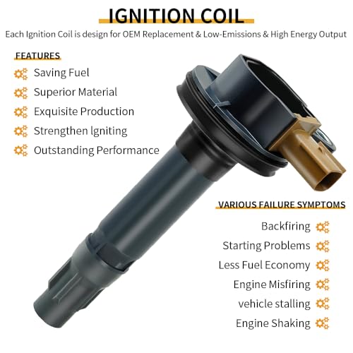 Image of UF646 Ignition Coil Pack & SP534 Spark Plugs Compatible with Ford Expedition /Transit-150 /250 /350 2017-2015 3.5L, for Lincoln MKS /MKT 2015-2013 Navigator 2017-2015 Replace# DG549 SP537 SP580 SP528
