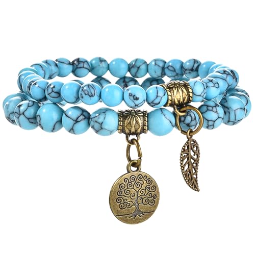 Juzichen - Pulsera de piedra natural para mujer, 16-25 cm, pulsera de perlas de...
