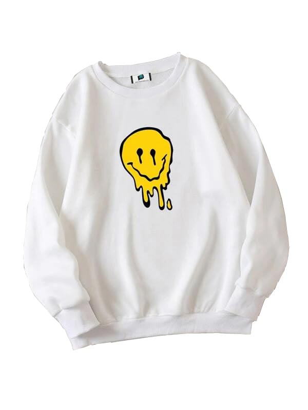 sxv style SXV 'Drip Smile’ Printed Cool Aesthetic Drop Shoulder Oversized Sweatshirt-picture-37