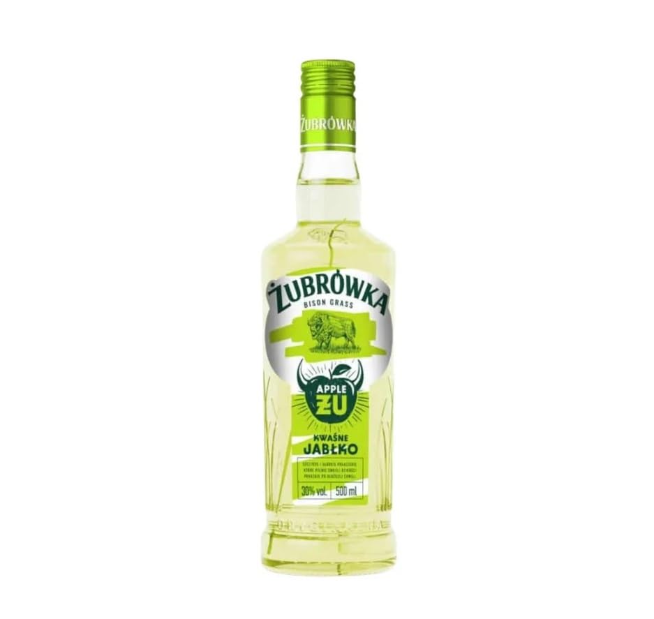 Żubrówka Fresh Zu Sour Apple Vodka Spirit Drink | 30% ABV | 50 cl | Made in Poland | Premium Sour Apple Vodka Liqueur for shotting sipping and mixing in Cocktails