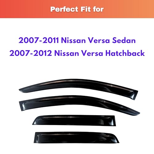 Image of KPY Rain Guards Fit for 2007-2011 Nissan Versa Sedan, Out-Channel Window Visors Vent Wind Deflectors 4PC, Car Accessories for 2007-2012 Nissan Versa Hatchback