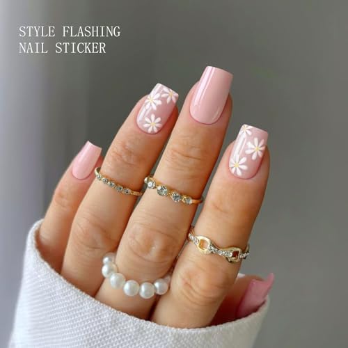 JMEOWIO Nagelfolie UV Härtend Blumenrosa UV Gel Nail Strips Nagelsticker Nagelaufkleber Nail Art Dekoration Nageldesign Zubehör