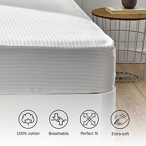 Pikolin Home Protector de Colchón 100% Algodón Cutí, Transpirable, Absorbente, Tratamiento Antiencogimiento, Varias Medidas