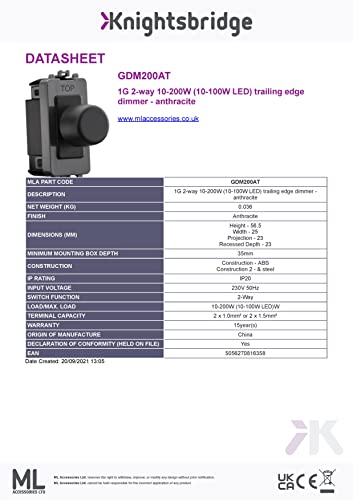 1G 2-Way 10-200W (10-100W LED) Trailing Edge dimmer - Anthracite - Image 2