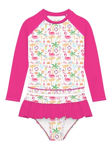 Girls Swimsuit Rashguard Set, 2-Piece Rash Guard Set, Bathing Suit Summer Surfing Breathable Tankini UPF 50+ Sun Protection Fun -B 4T