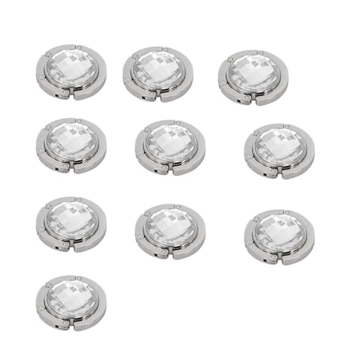 Werwing Gancho plegable para bolso y colgador de bolso con diamantes de imitación para mesa de escritorio, paquete de 10, color blanco