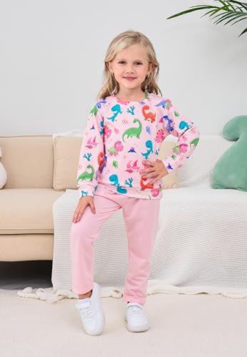 Image of Little Girls Outfits 2 Piece Toddler Long Sleeve Sweatshirt Leggings Pants Fall Winter Clothing Set 2-10 Years