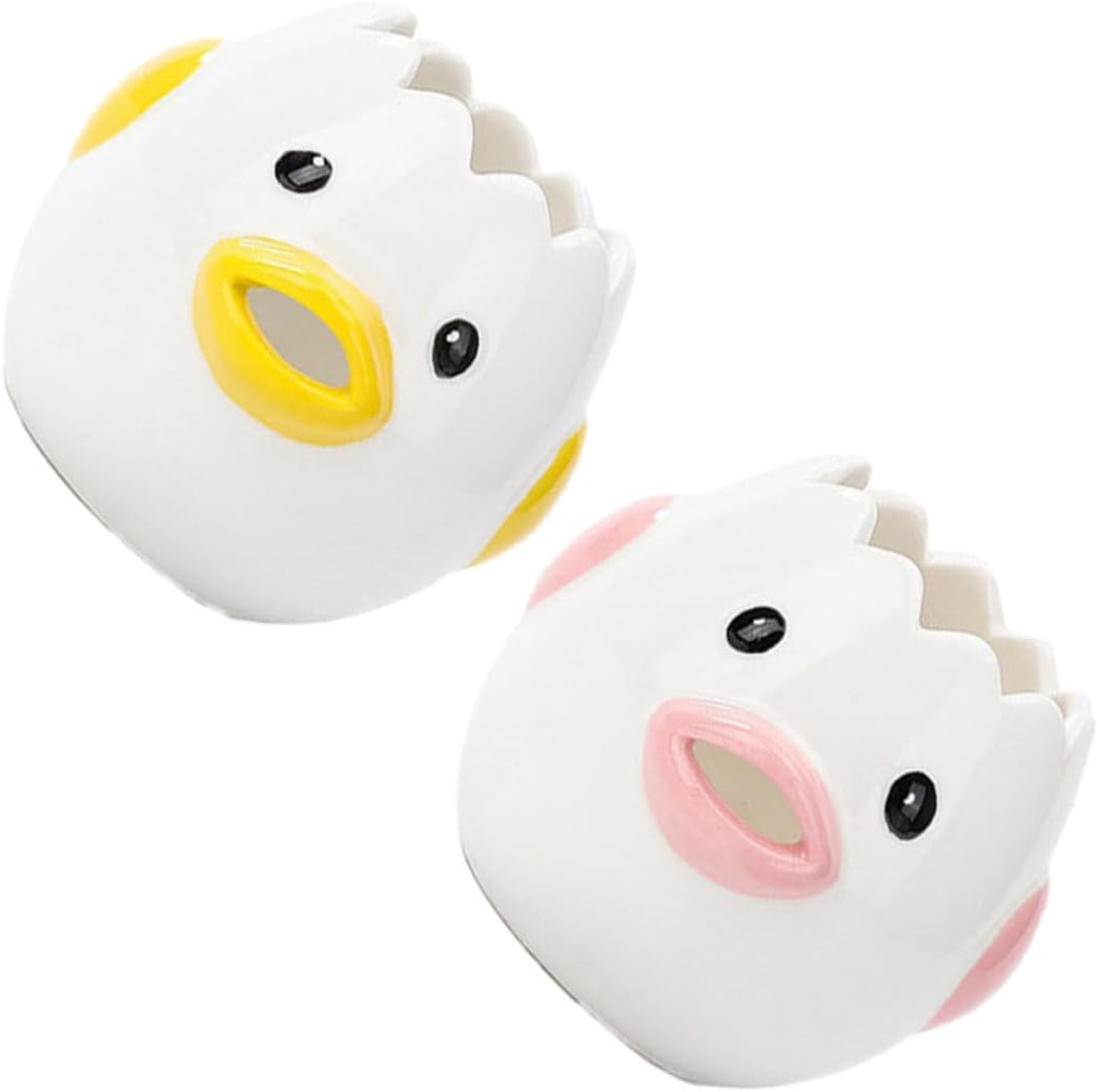 2 Pcs Creative Ceramic Egg Separator Adorable Cartoon Chicken Design Easy Yolk and White Separation Crack-resistant Kitchen Tool for Baking Home Coffee Shop and Hotel Use