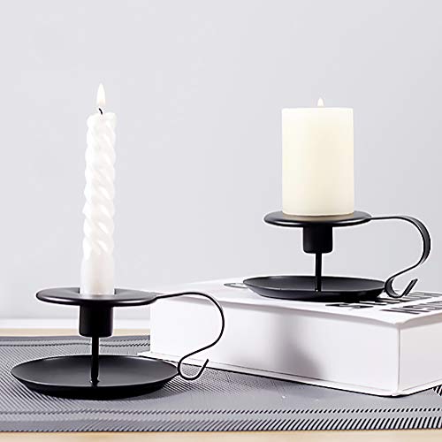 Sujun Retro Iron Taper Candle Holder, Set Of 2, Simple Black Candlestick Holders Candlelight Stand For Halloween Christmas Dining Room Home Decoration Display #TOP1