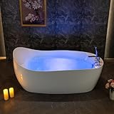 WOODBRIDGE 71' x 31-1/2' Whirlpool and Air Bath Heated Soaking Combination Tub with Adjustable Speed Air Blower, Tub Filler and Display Control Panel, White, BJ700+F0042CH
