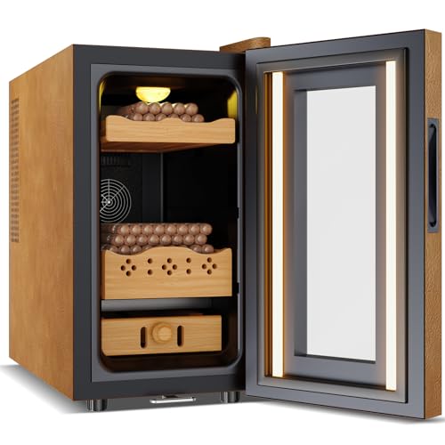 25L Electric Humidor with Upgraded Design, 200 Counts Large Capacity,Thermostatic Electric Cooler Cabinet with Digital LED Screen, Safety Lock,Smart H