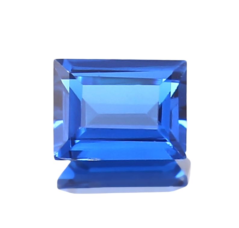 Saphir bleu bleuet de haute joaillerie 8x6mm taillé en émeraude facettée