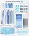 Four Candies Blue School Supplies, Gel Pens with Black Ink, Correction Tapes,Pastel Highlighters, Mechanical Pencils, Sticky Notes, Index Post for Bible Study Stationary College Essentials