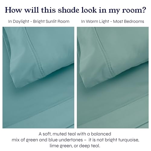 California Design Den Deep Pocket Twin XL Fitted Sheet, Soft 400 Thread Count 100% Cotton Sateen, No Pop-Off Elastic, Durable Deep Pocket Cooling Sheets, Fitted Sheet Only (Twin XL, Teal)