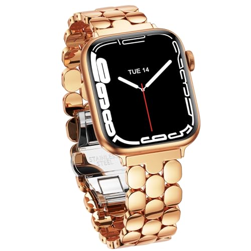 Bracelet fin Apple Watch femme en métal incurvé style bijou haute horlogerie
