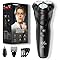 rategis Cordless Electric Razor for Men: 3-in-1 Shaver for Beard/Nose/Sideburns - IPX7 Waterproof Travel Kit - Turbo Speed & Precision Blades