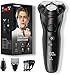 Cordless Electric Razor for Men: 3-in-1 Shaver for Beard/Nose/Sideburns - IPX7 Waterproof Travel Kit - Turbo Speed & Precision Blades