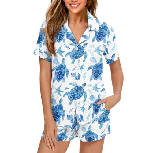 Image of Women's Short Sleeve Sleepwear Pajamas Nightwear with Pockets