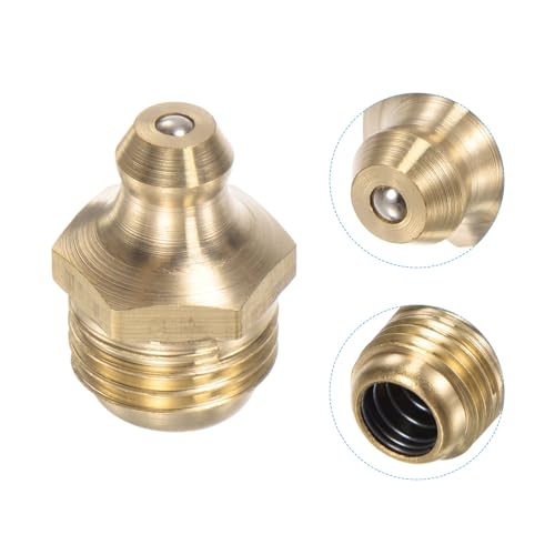 Image of uxcell Brass Straight Grease Fitting M12 x 1.25mm Thread Hydraulic Grease Fitting Accessories, 20Pcs